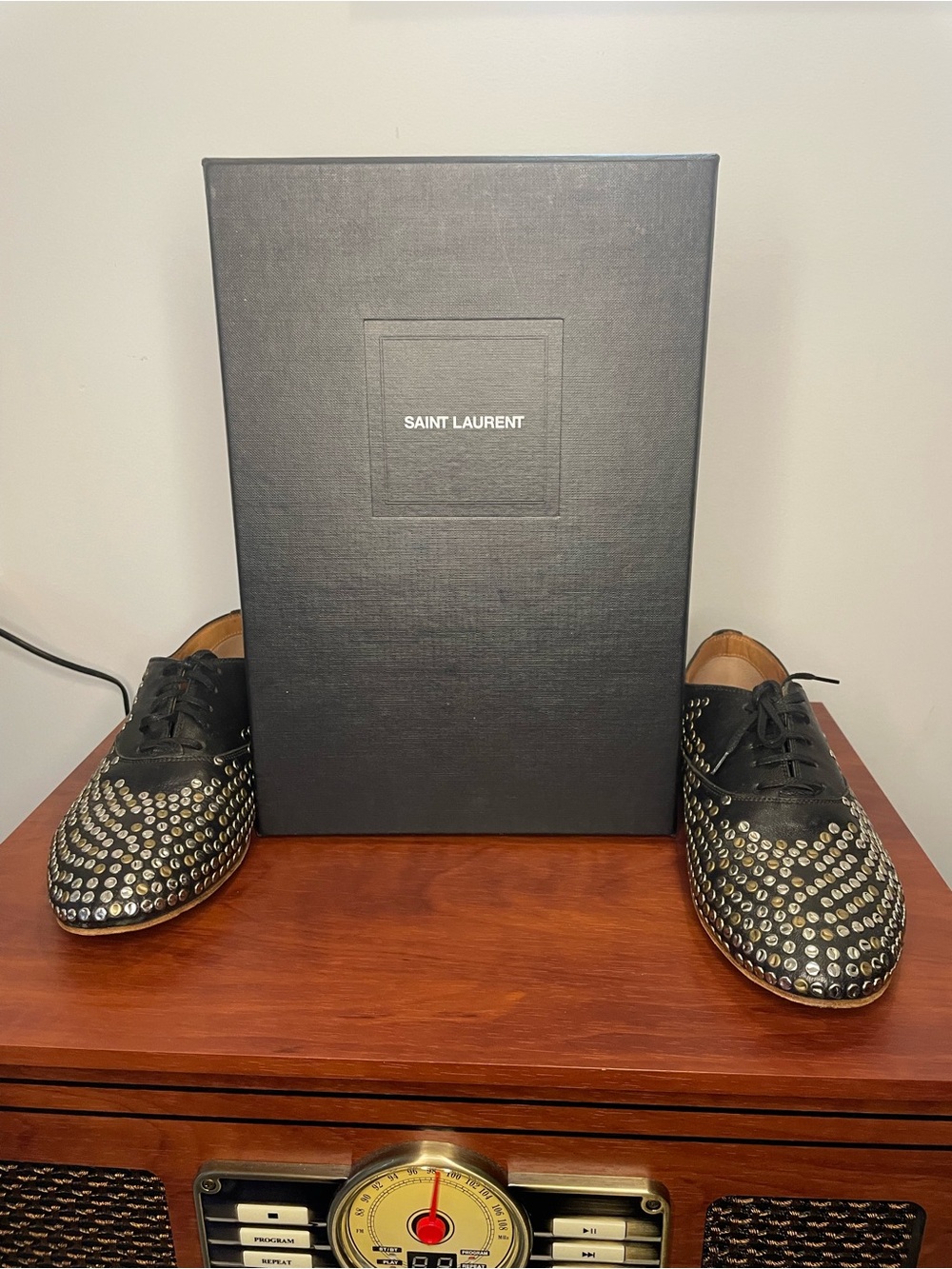 Saint Laurent  Black Studded Leather Derby Betty & Loulou